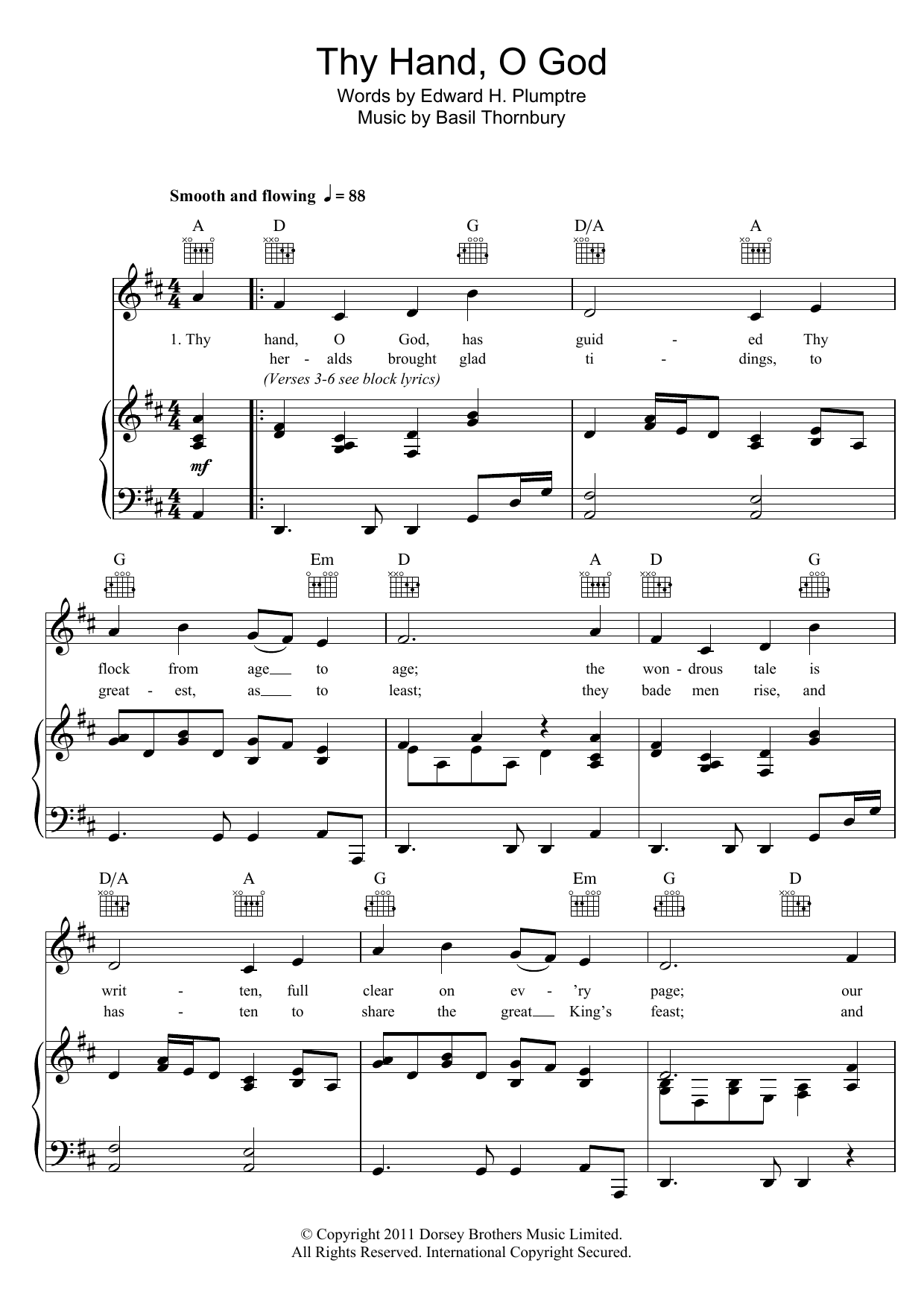 Download Basil Thornbury Thy Hand, O God Sheet Music and learn how to play Piano, Vocal & Guitar (Right-Hand Melody) PDF digital score in minutes
