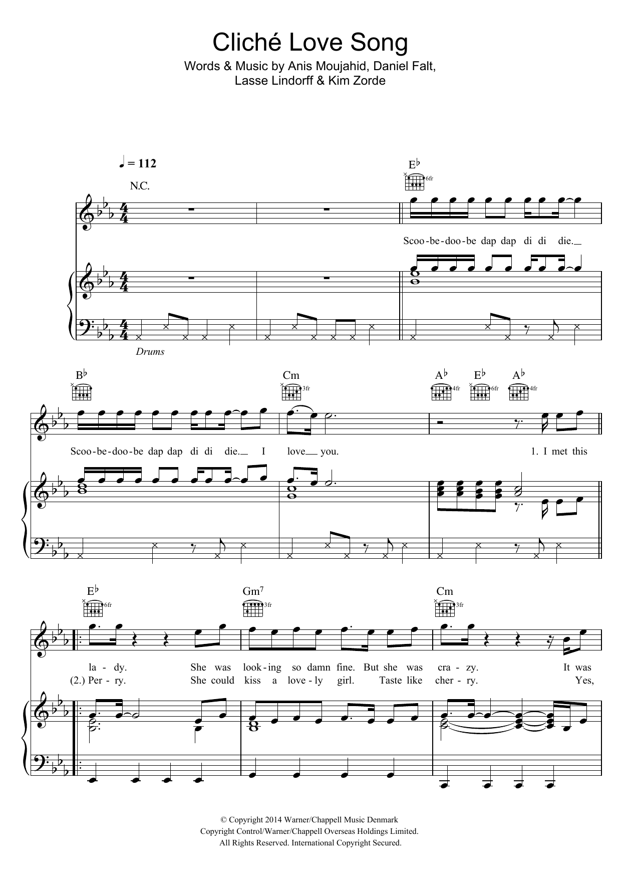 Download Basim Cliche Love Song Sheet Music and learn how to play Piano, Vocal & Guitar (Right-Hand Melody) PDF digital score in minutes