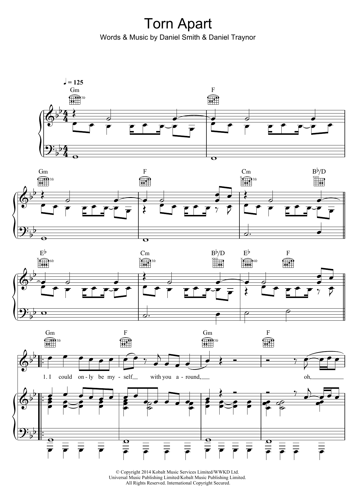Download Bastille Torn Apart (feat. Grades) Sheet Music and learn how to play Piano, Vocal & Guitar (Right-Hand Melody) PDF digital score in minutes
