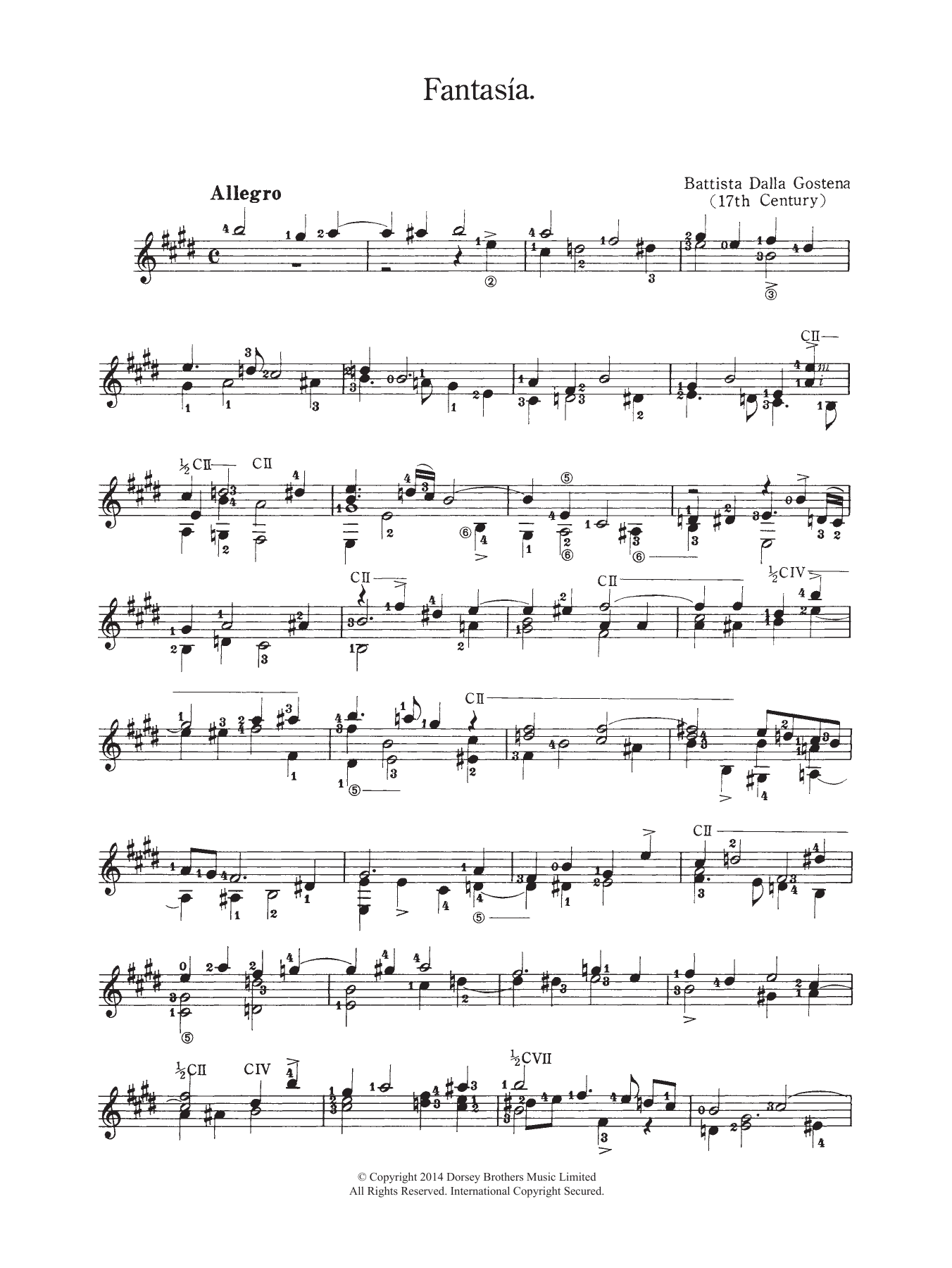 Download Battista Dalla Gostena Fantasia Sheet Music and learn how to play Guitar PDF digital score in minutes