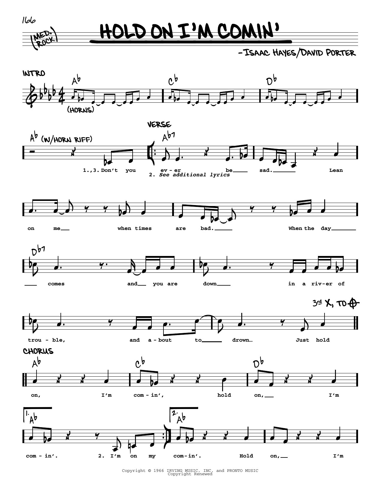 Download B.B. King & Eric Clapton Hold On I'm Comin' Sheet Music and learn how to play Real Book – Melody & Chords PDF digital score in minutes