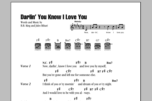 Download B.B. King Darlin' You Know I Love You Sheet Music and learn how to play Melody Line, Lyrics & Chords PDF digital score in minutes
