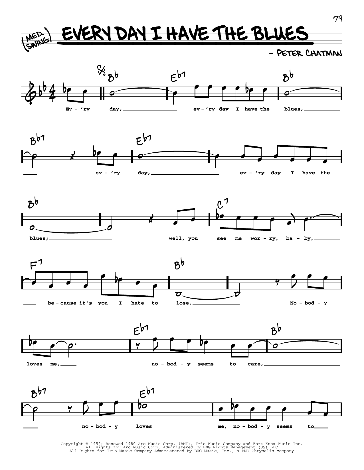 Download B.B. King Every Day I Have The Blues (High Voice) Sheet Music and learn how to play Real Book – Melody, Lyrics & Chords PDF digital score in minutes