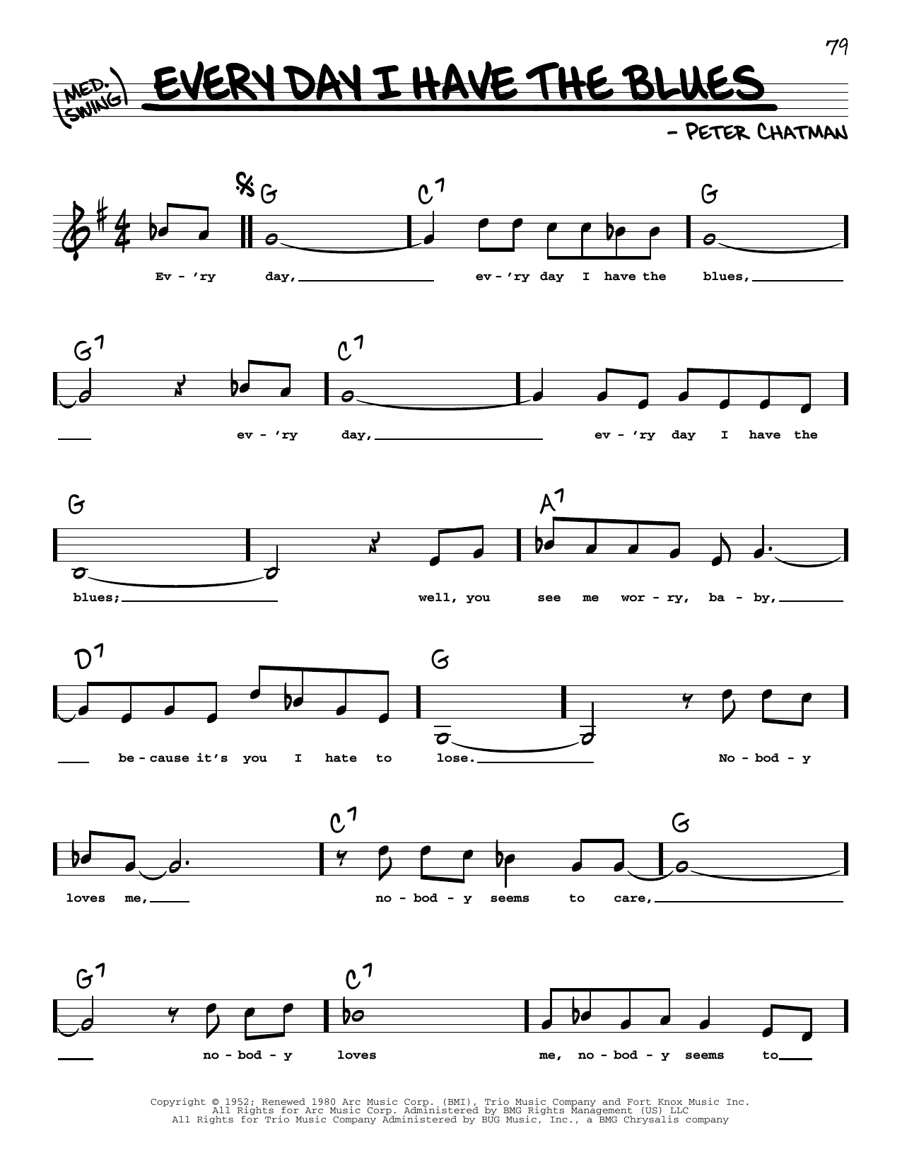 Download B.B. King Every Day I Have The Blues (Low Voice) Sheet Music and learn how to play Real Book – Melody, Lyrics & Chords PDF digital score in minutes