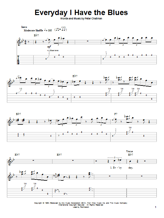 Download B.B. King Every Day I Have The Blues Sheet Music and learn how to play Guitar Tab PDF digital score in minutes