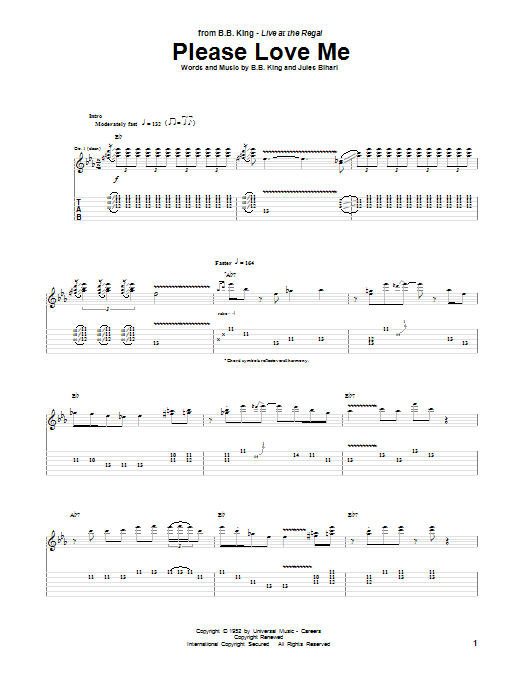 Download B.B. King Please Love Me Sheet Music and learn how to play Guitar Tab PDF digital score in minutes