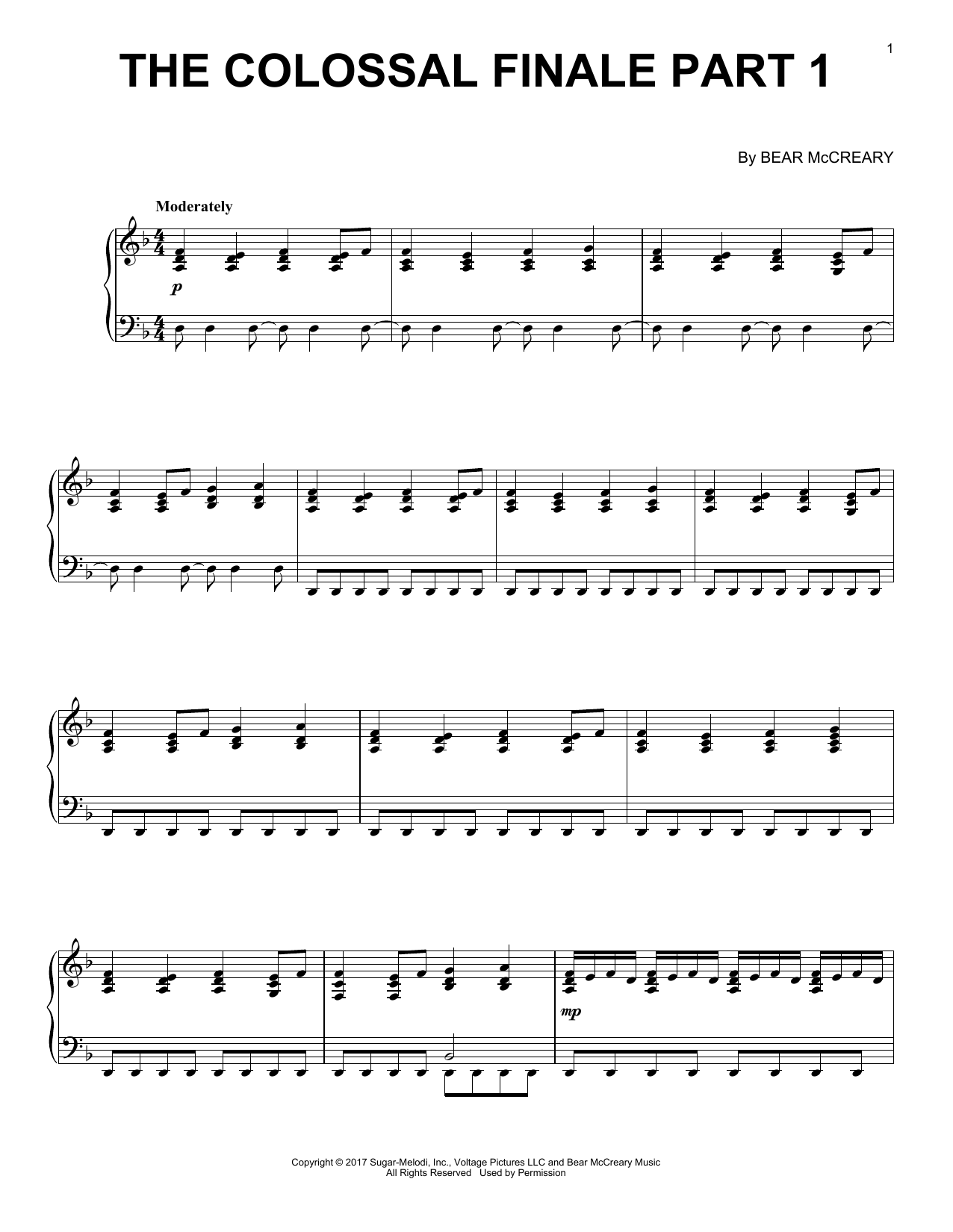 Download Bear McCreary Colossal (Finale) Sheet Music and learn how to play Piano Solo PDF digital score in minutes