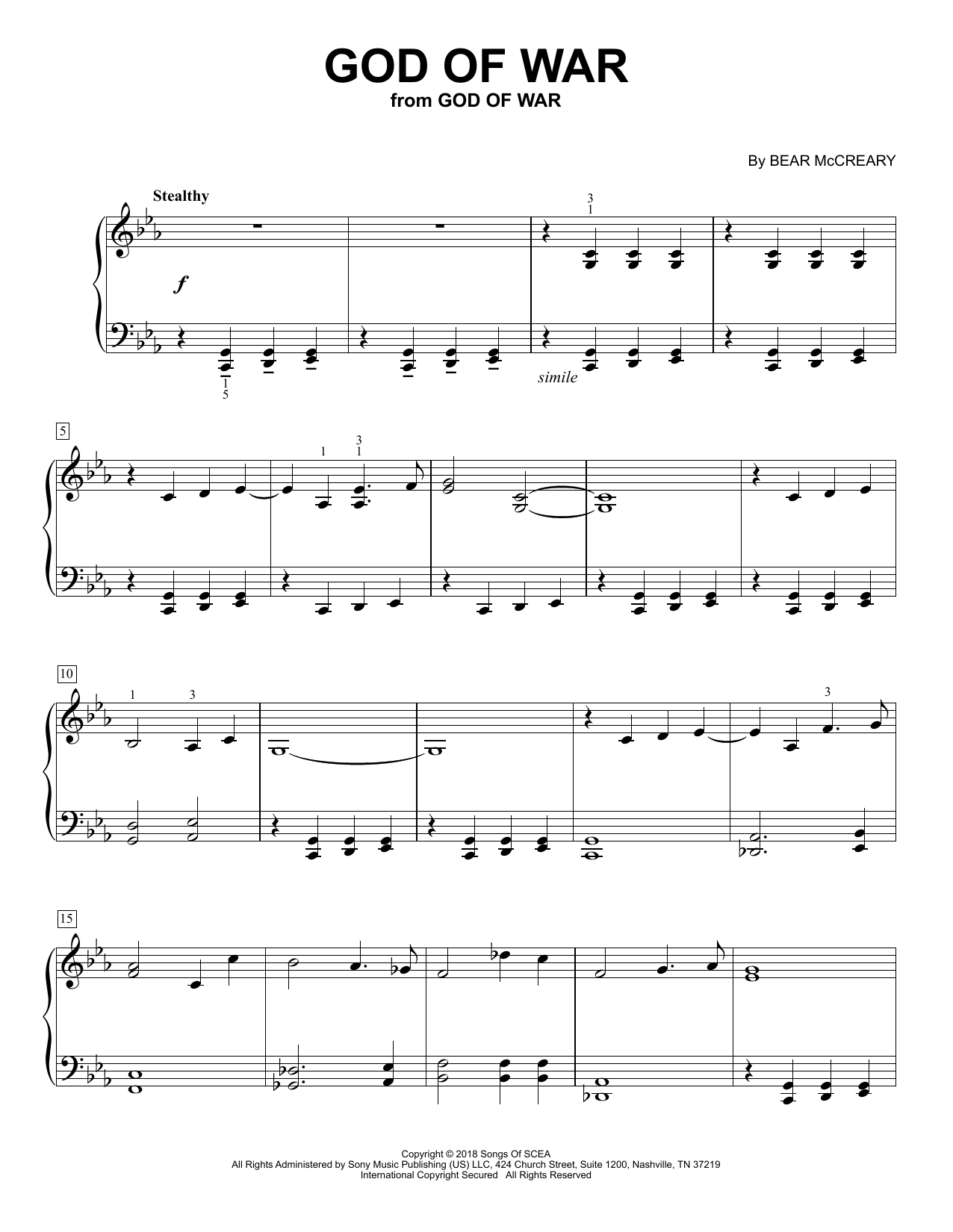 Download Bear McCreary God Of War (from God of War Ragnarok) Sheet Music and learn how to play Easy Piano Solo PDF digital score in minutes