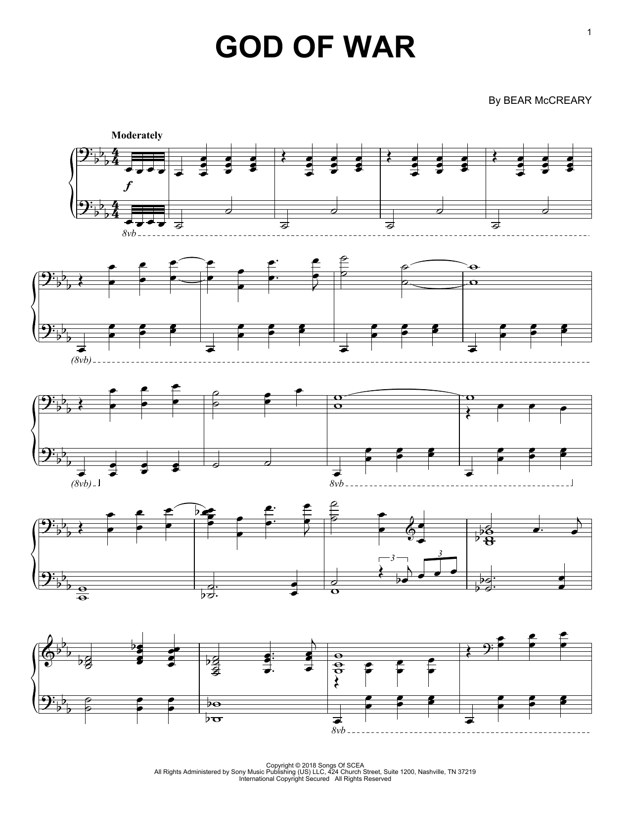 Download Bear McCreary God Of War Sheet Music and learn how to play Piano Solo PDF digital score in minutes