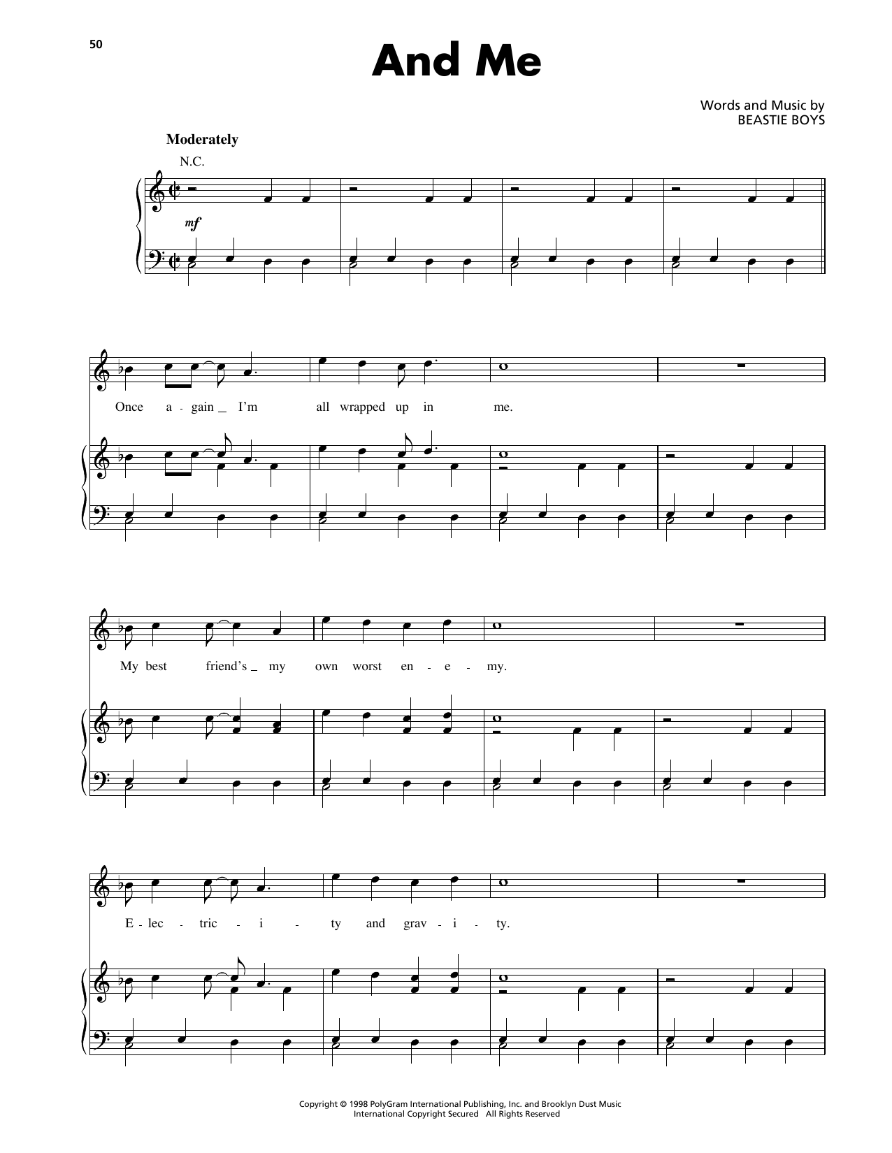Download Beastie Boys And Me Sheet Music and learn how to play Piano, Vocal & Guitar Chords (Right-Hand Melody) PDF digital score in minutes