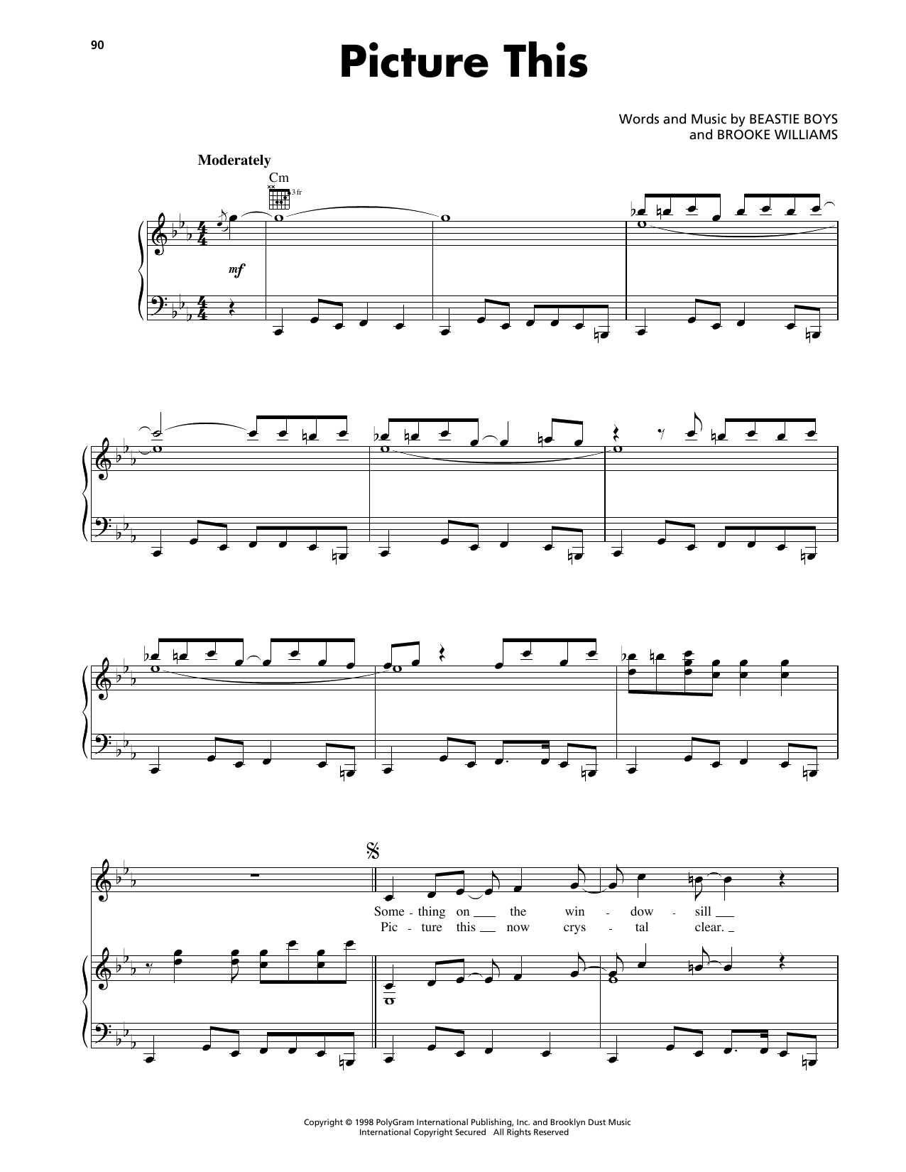 Download Beastie Boys Picture This Sheet Music and learn how to play Piano, Vocal & Guitar Chords (Right-Hand Melody) PDF digital score in minutes