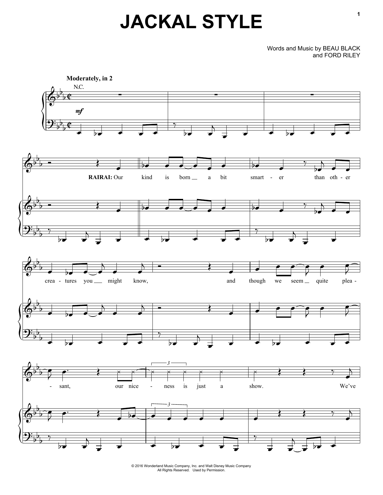 Download Beau Black Jackal Style Sheet Music and learn how to play Piano, Vocal & Guitar (Right-Hand Melody) PDF digital score in minutes