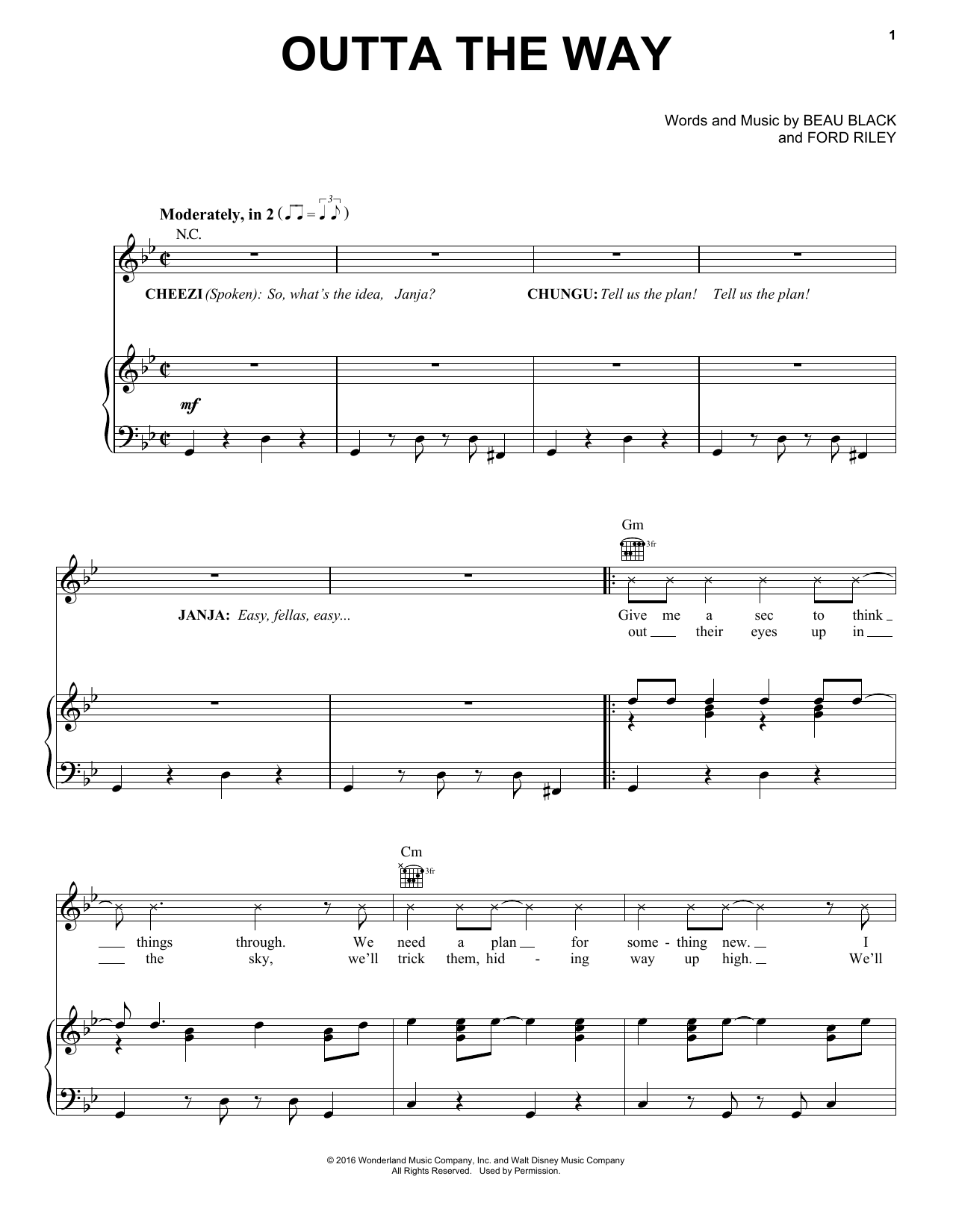 Download Beau Black Outta The Way Sheet Music and learn how to play Piano, Vocal & Guitar (Right-Hand Melody) PDF digital score in minutes