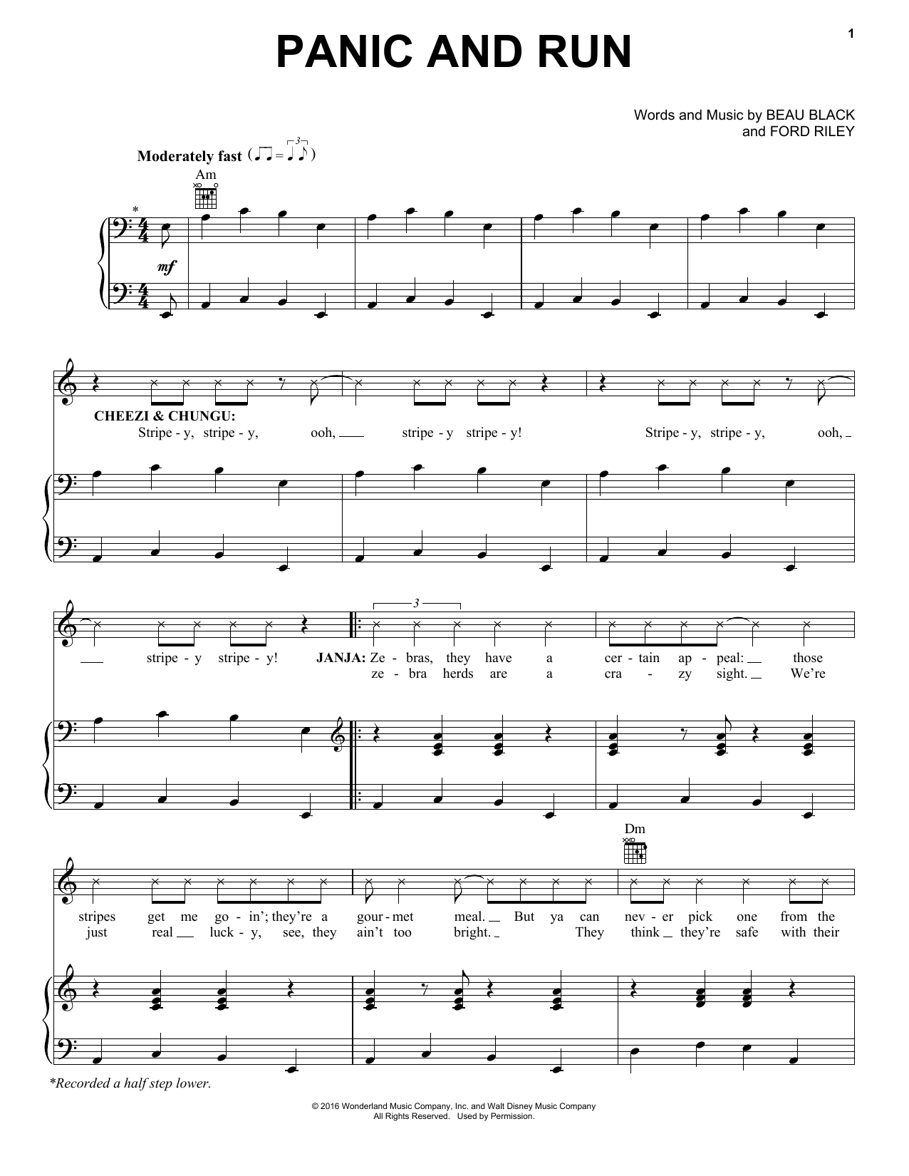 Download Beau Black Panic And Run Sheet Music and learn how to play Piano, Vocal & Guitar (Right-Hand Melody) PDF digital score in minutes