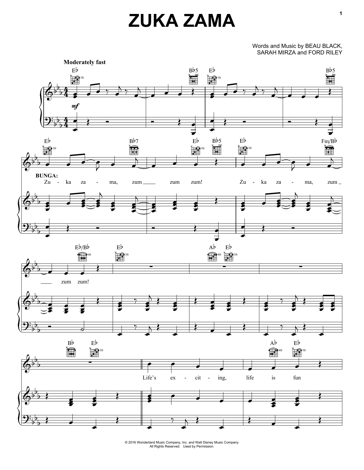 Download Beau Black Zuka Zama Sheet Music and learn how to play Piano, Vocal & Guitar (Right-Hand Melody) PDF digital score in minutes