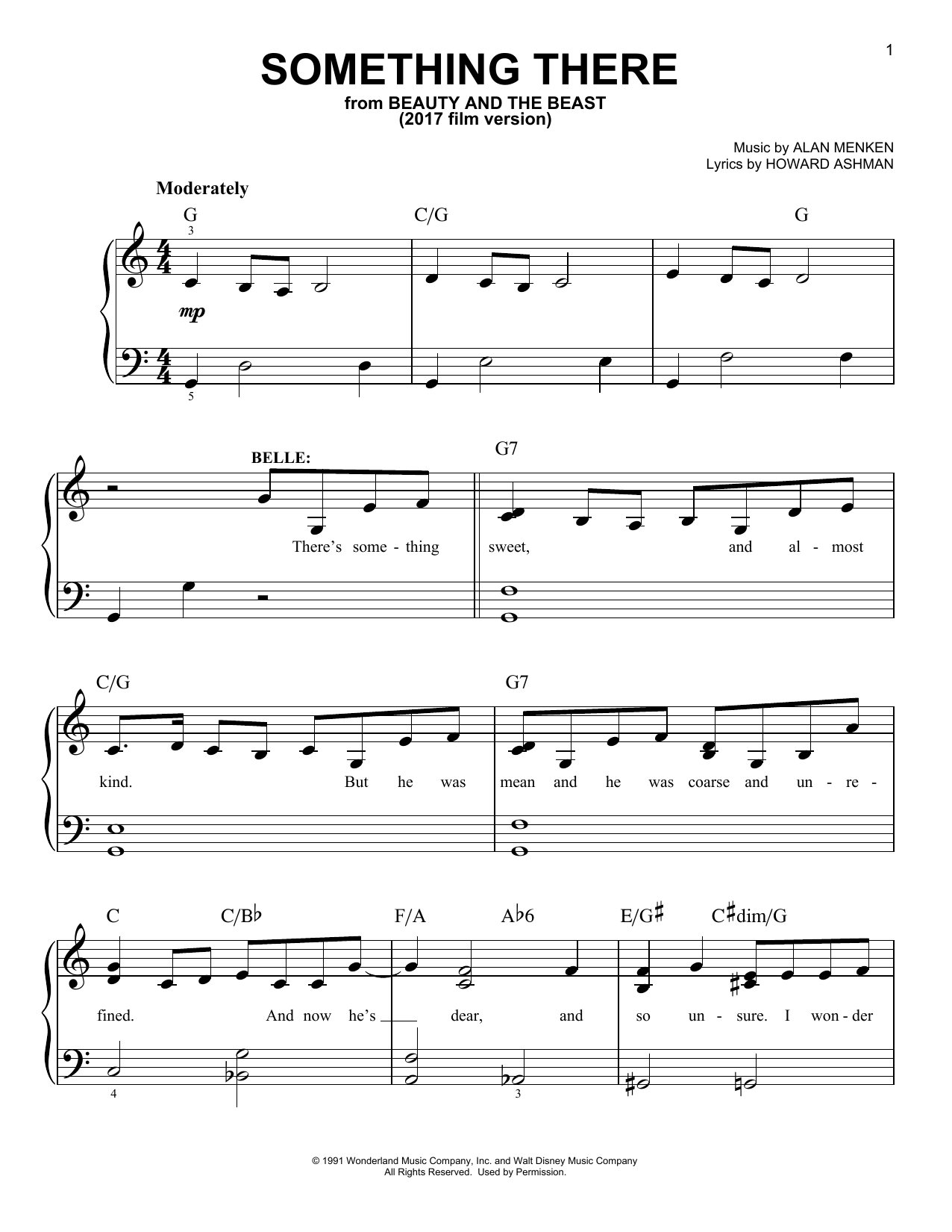 Download Beauty and the Beast Cast Something There Sheet Music and learn how to play Piano, Vocal & Guitar (Right-Hand Melody) PDF digital score in minutes