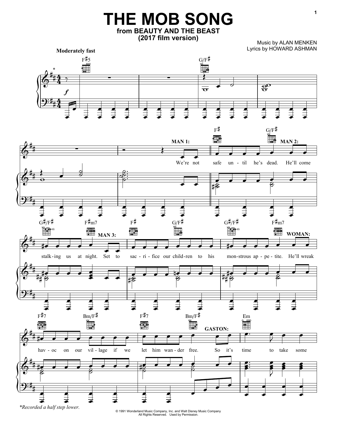 Download Beauty and The Beast Cast The Mob Song Sheet Music and learn how to play Ukulele PDF digital score in minutes