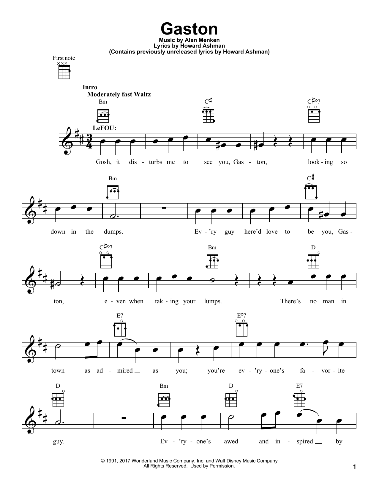 Beauty And The Beast Cast Gaston Sheet Music Notes Chords Piano Download Children 188171 Pdf