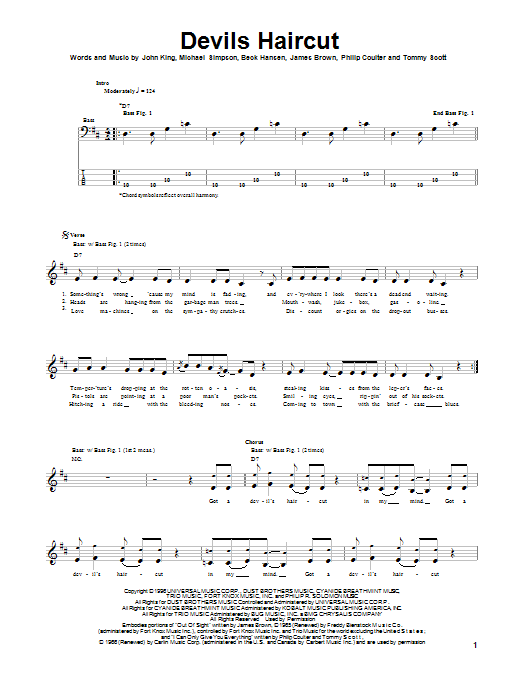 Download Beck Devils Haircut Sheet Music and learn how to play Bass Guitar Tab PDF digital score in minutes