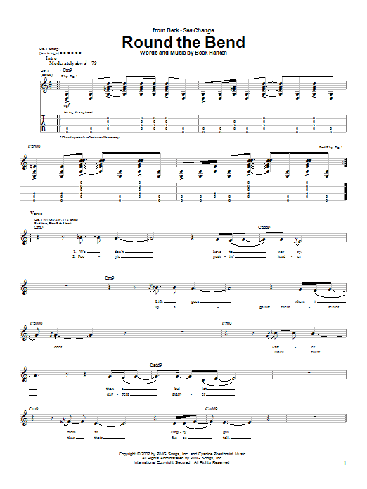 Download Beck Round The Bend Sheet Music and learn how to play Guitar Tab PDF digital score in minutes