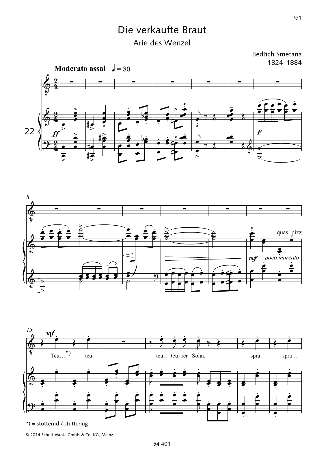 Download Bedrich Smetana Teu... teu... teu... teurer Sohn Sheet Music and learn how to play Piano & Vocal PDF digital score in minutes