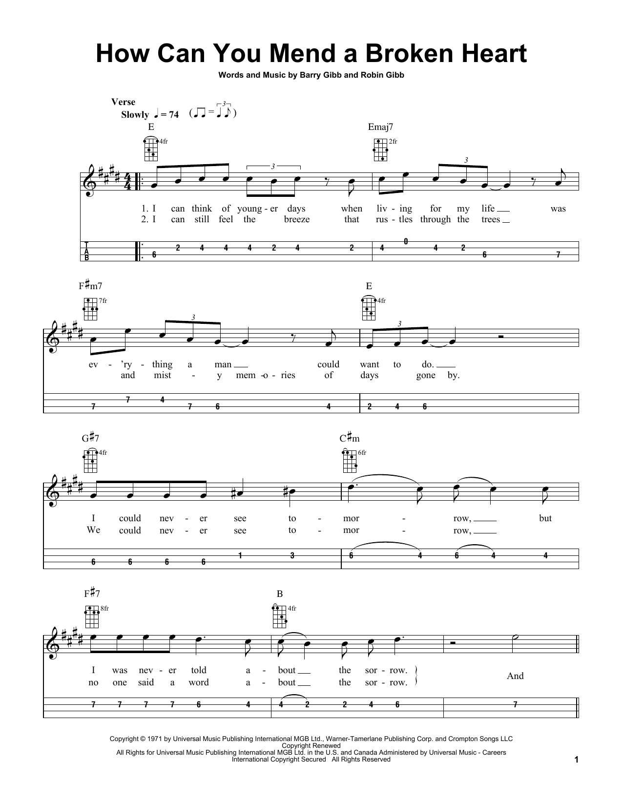 Download Bee Gees How Can You Mend A Broken Heart (arr. Bobby Westfall) Sheet Music and learn how to play Mandolin PDF digital score in minutes