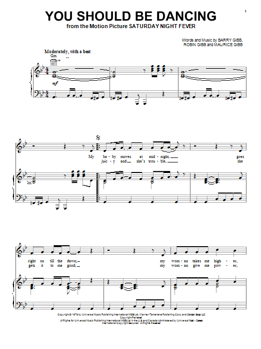 Download Bee Gees You Should Be Dancing Sheet Music and learn how to play Voice PDF digital score in minutes