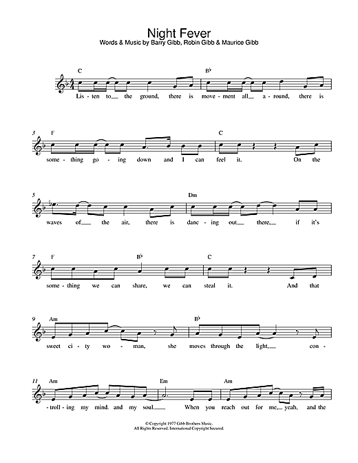 Download Bee Gees Sheet Music and learn how to play Piano, Vocal & Guitar (Right-Hand Melody) PDF score in minutes
