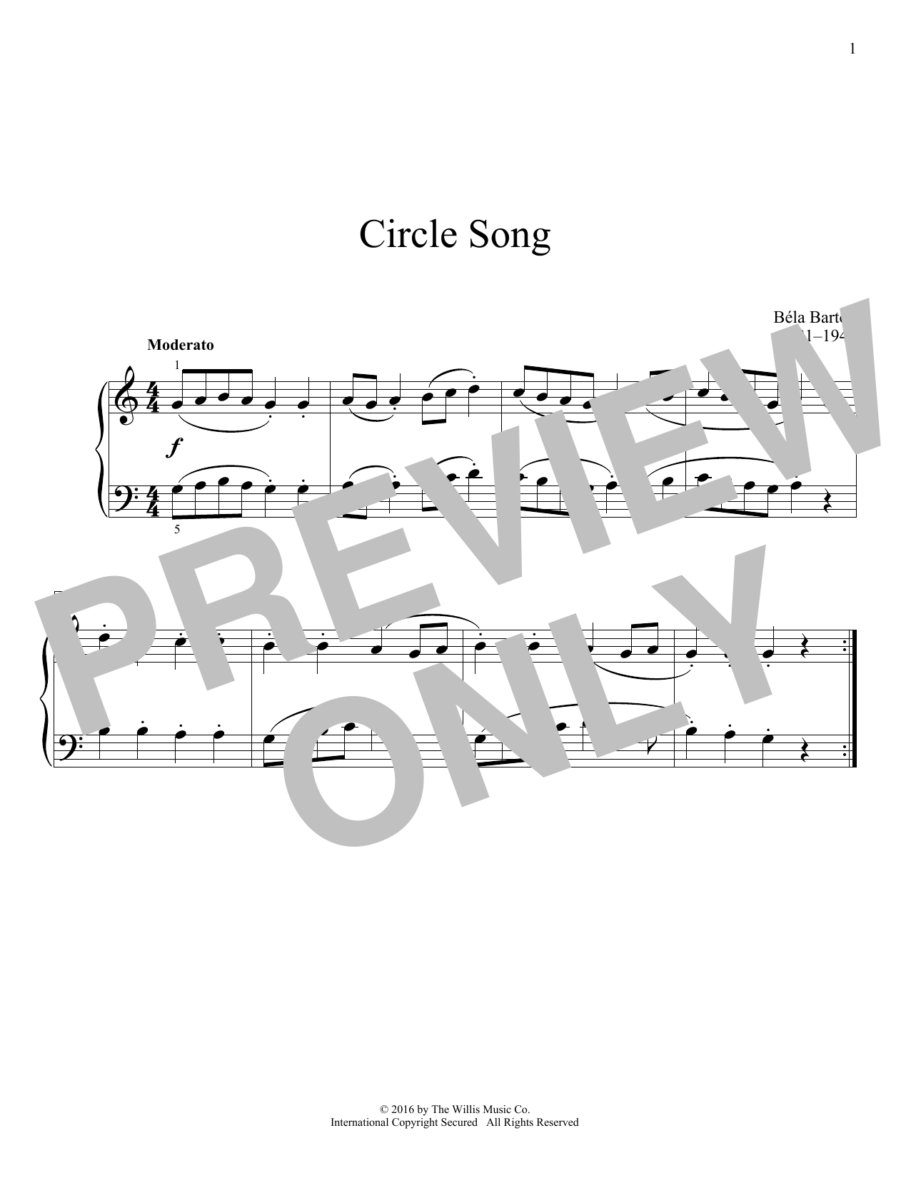 Download Bela Bartok Circle Song Sheet Music and learn how to play Educational Piano PDF digital score in minutes