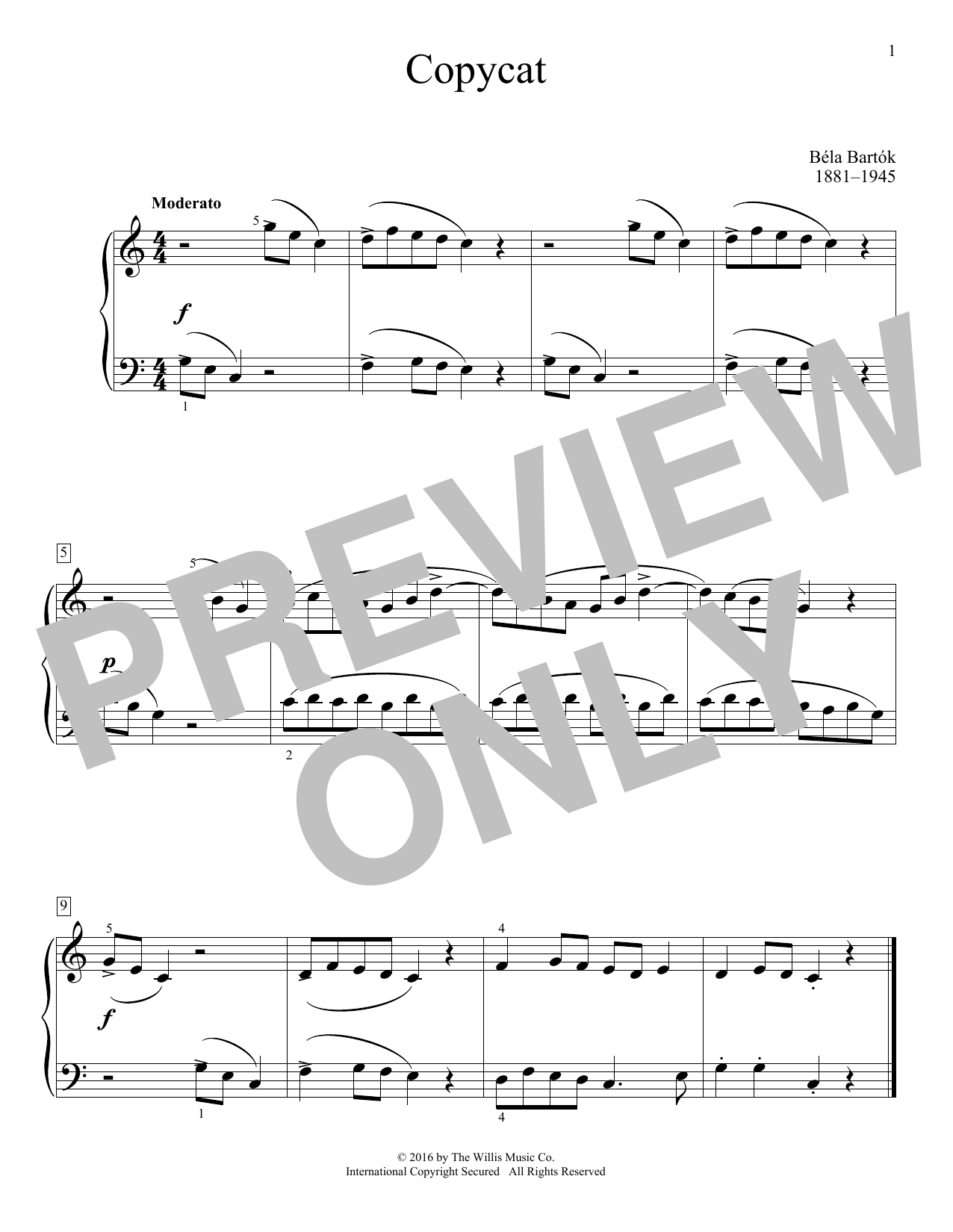 Download Bela Bartok Copycat Sheet Music and learn how to play Educational Piano PDF digital score in minutes