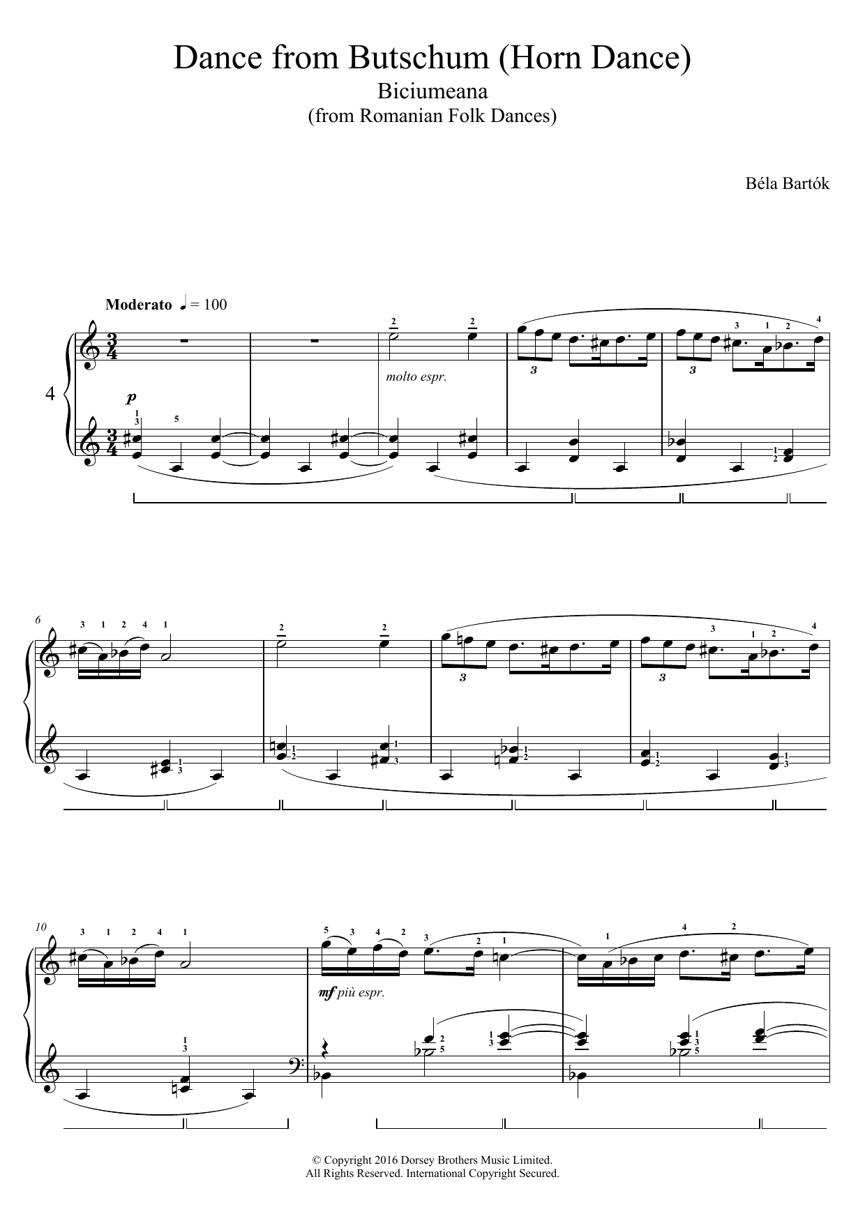 Download Bela Bartok Dance From Butschum (from Romanian Folk Dances) Sheet Music and learn how to play Piano PDF digital score in minutes