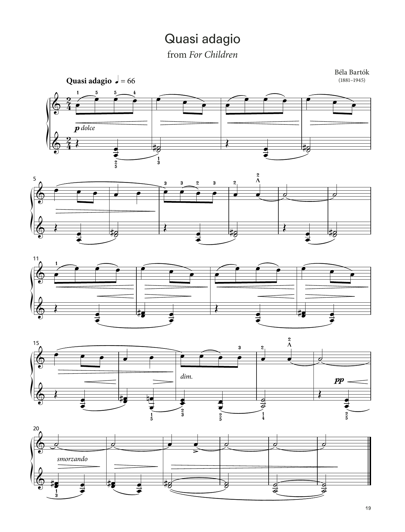 Download Béla Bartók Quasi Adagio (LCME Piano 2018 Grade 1 List B) Sheet Music and learn how to play Piano Solo PDF digital score in minutes
