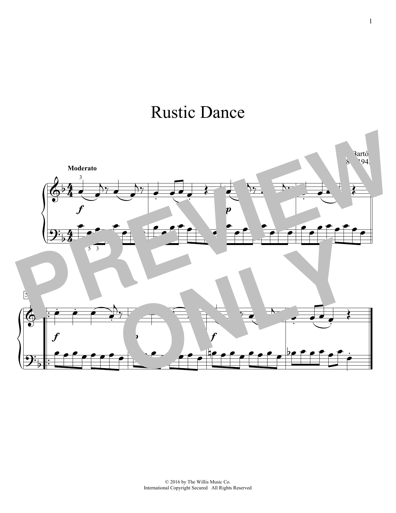 Download Bela Bartok Rustic Dance Sheet Music and learn how to play Educational Piano PDF digital score in minutes