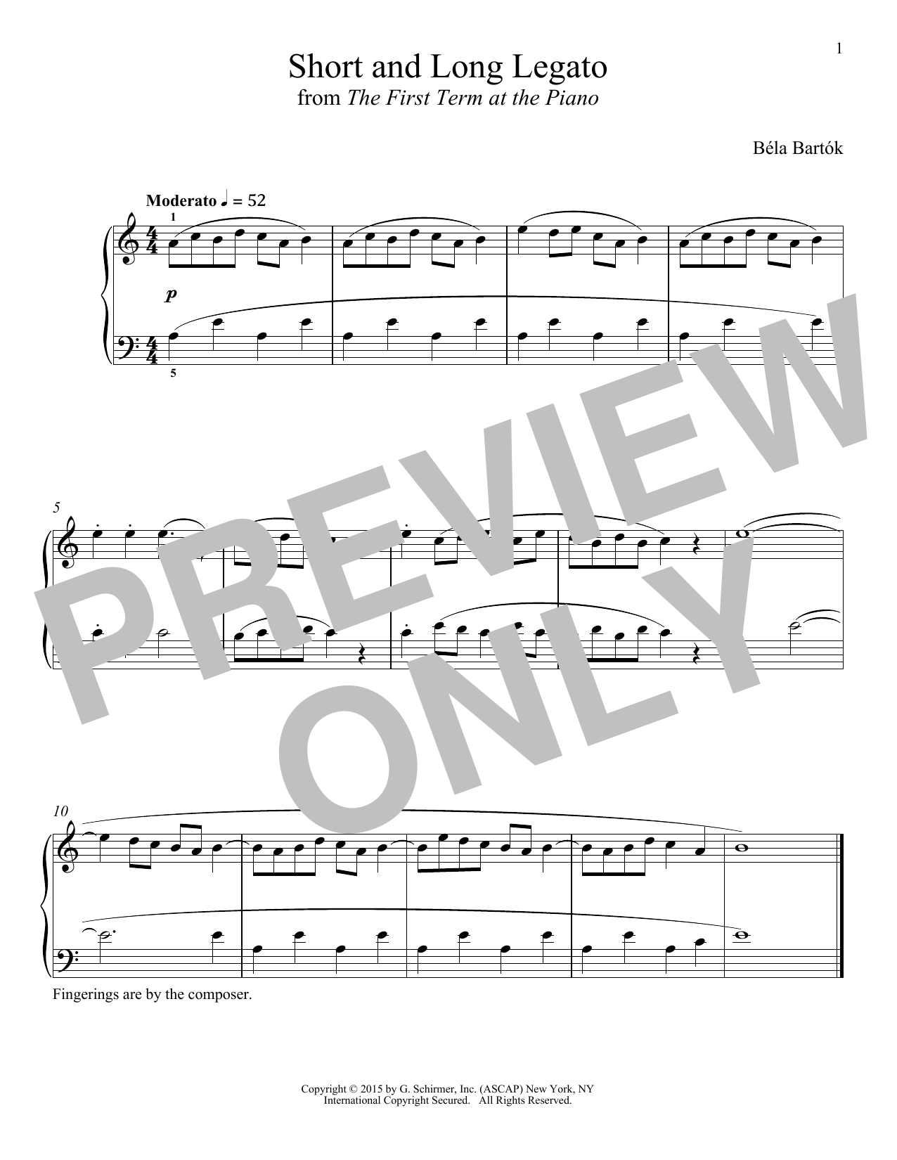 Download Bela Bartok Short And Long Legato Sheet Music and learn how to play Piano PDF digital score in minutes