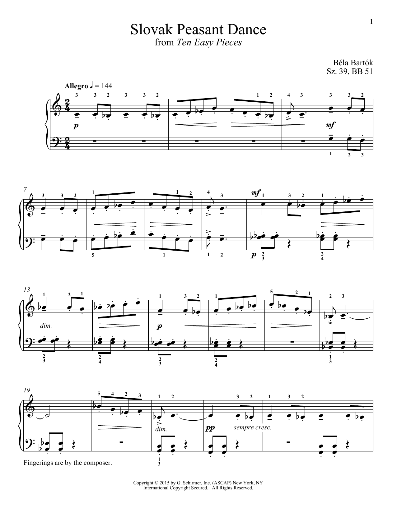Download Béla Bartók Slovak Peasant Dance Sheet Music and learn how to play Piano PDF digital score in minutes