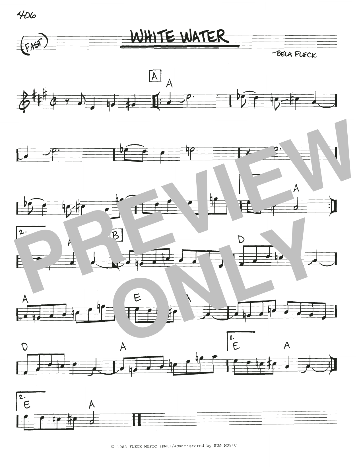 Download Bela Fleck White Water Sheet Music and learn how to play Real Book – Melody, Lyrics & Chords PDF digital score in minutes
