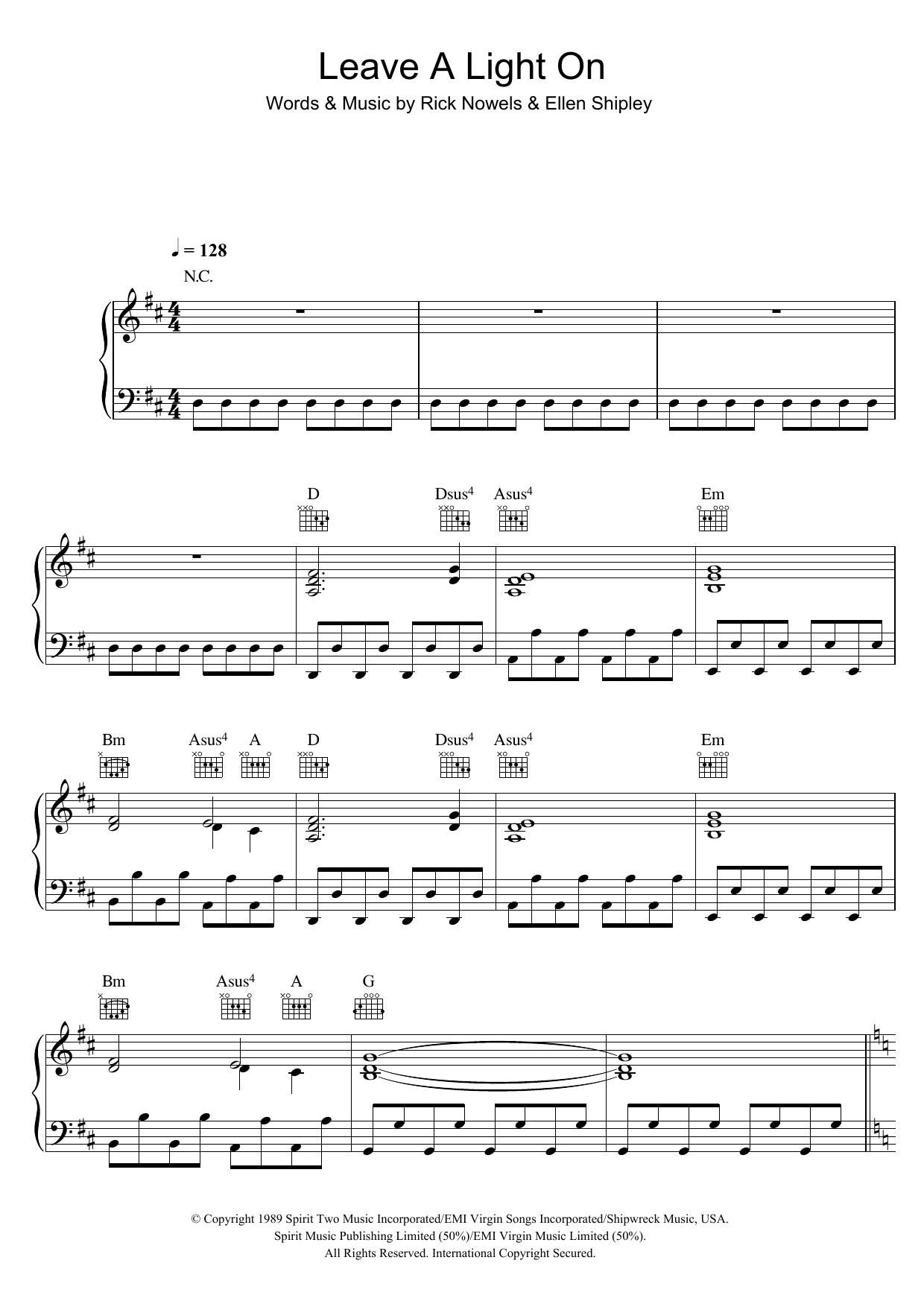 Download Belinda Carlisle Leave A Light On Sheet Music and learn how to play Piano, Vocal & Guitar PDF digital score in minutes