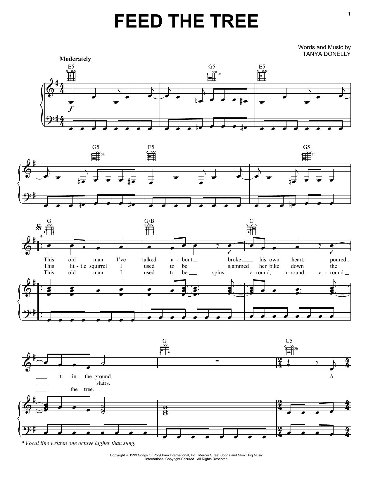 Download Belly Feed The Tree Sheet Music and learn how to play Piano, Vocal & Guitar Chords (Right-Hand Melody) PDF digital score in minutes