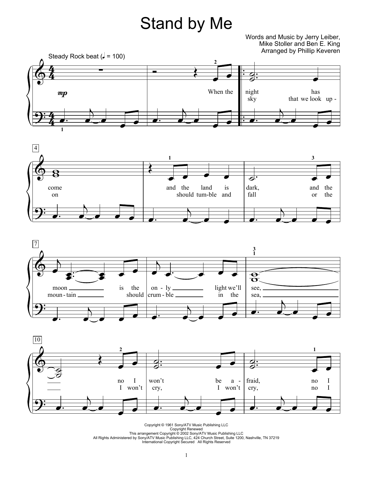 Download Ben E. King Stand By Me (arr. Phillip Keveren) Sheet Music and learn how to play Educational Piano PDF digital score in minutes