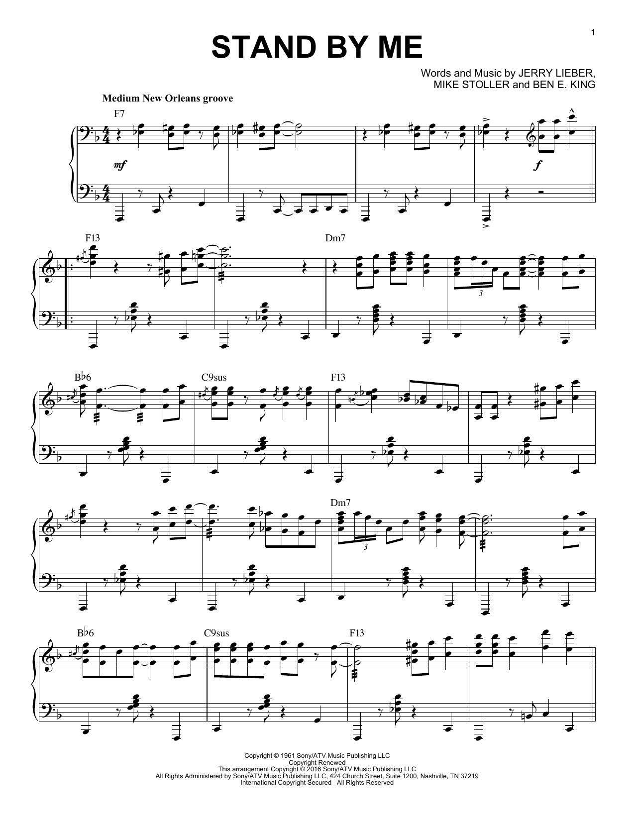 Download Ben E. King Stand By Me Sheet Music and learn how to play Piano PDF digital score in minutes