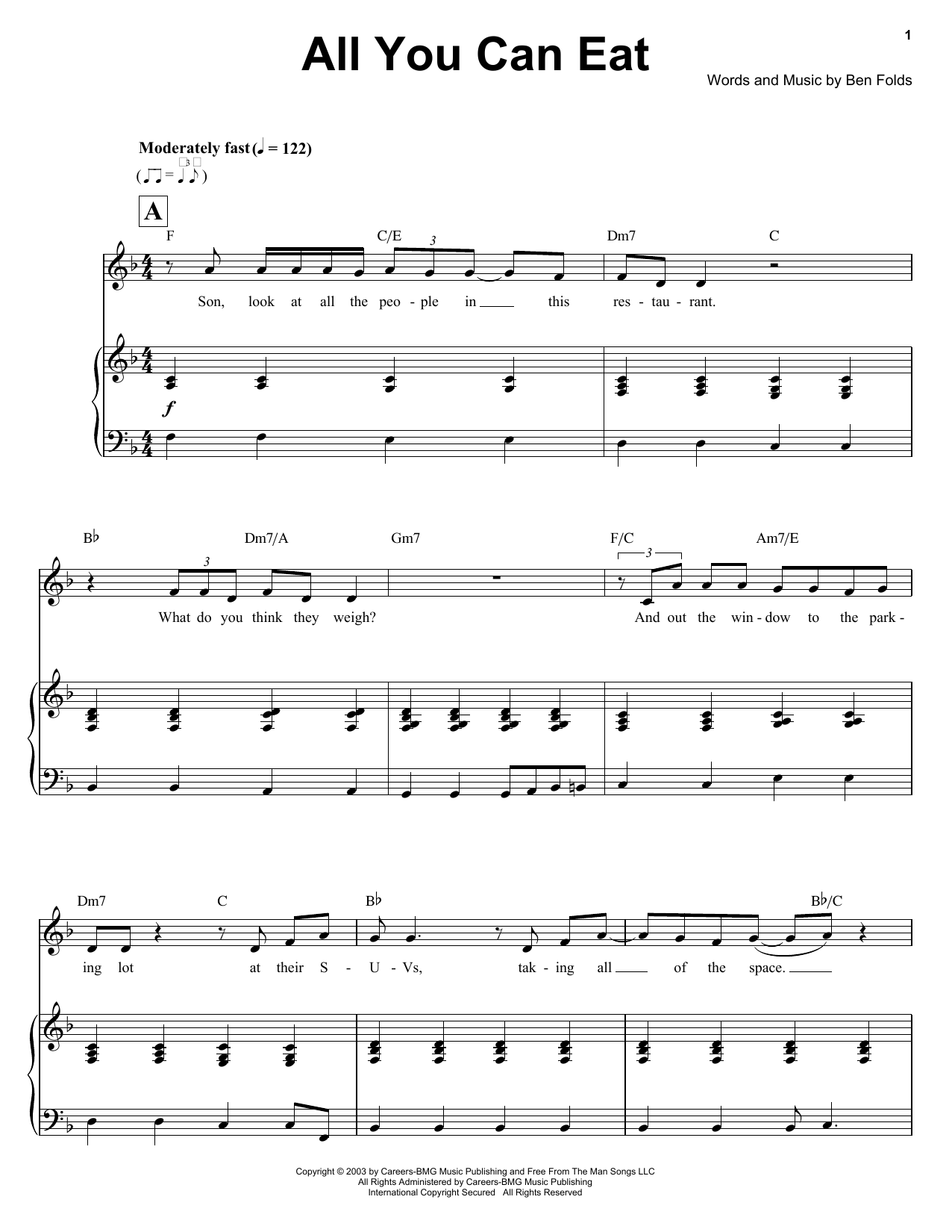 Download Ben Folds All You Can Eat Sheet Music and learn how to play Keyboard Transcription PDF digital score in minutes