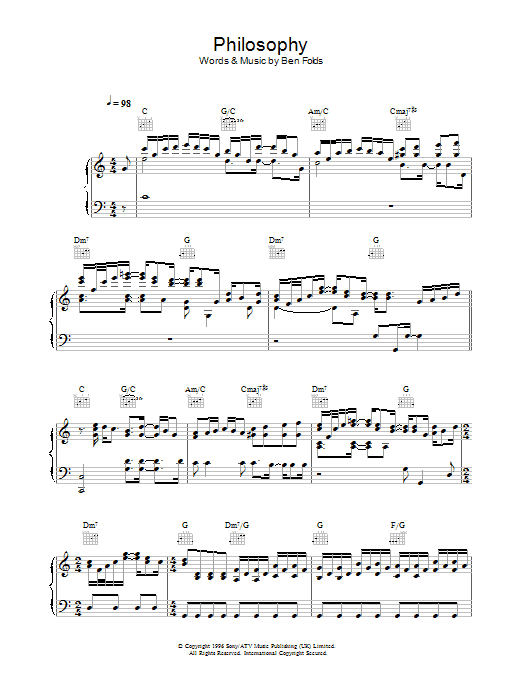Download Ben Folds Five Philosophy Sheet Music and learn how to play Piano, Vocal & Guitar PDF digital score in minutes