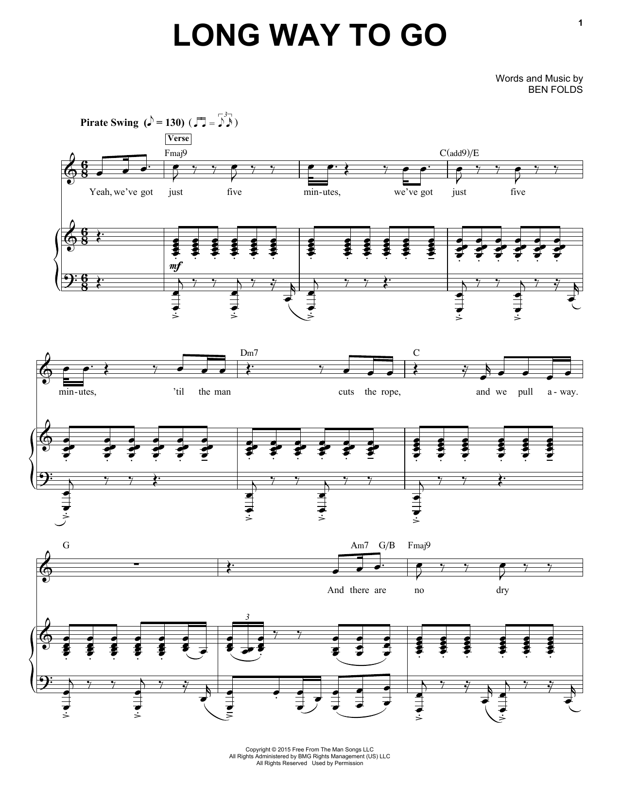 Download Ben Folds Long Way To Go Sheet Music and learn how to play Piano & Vocal PDF digital score in minutes