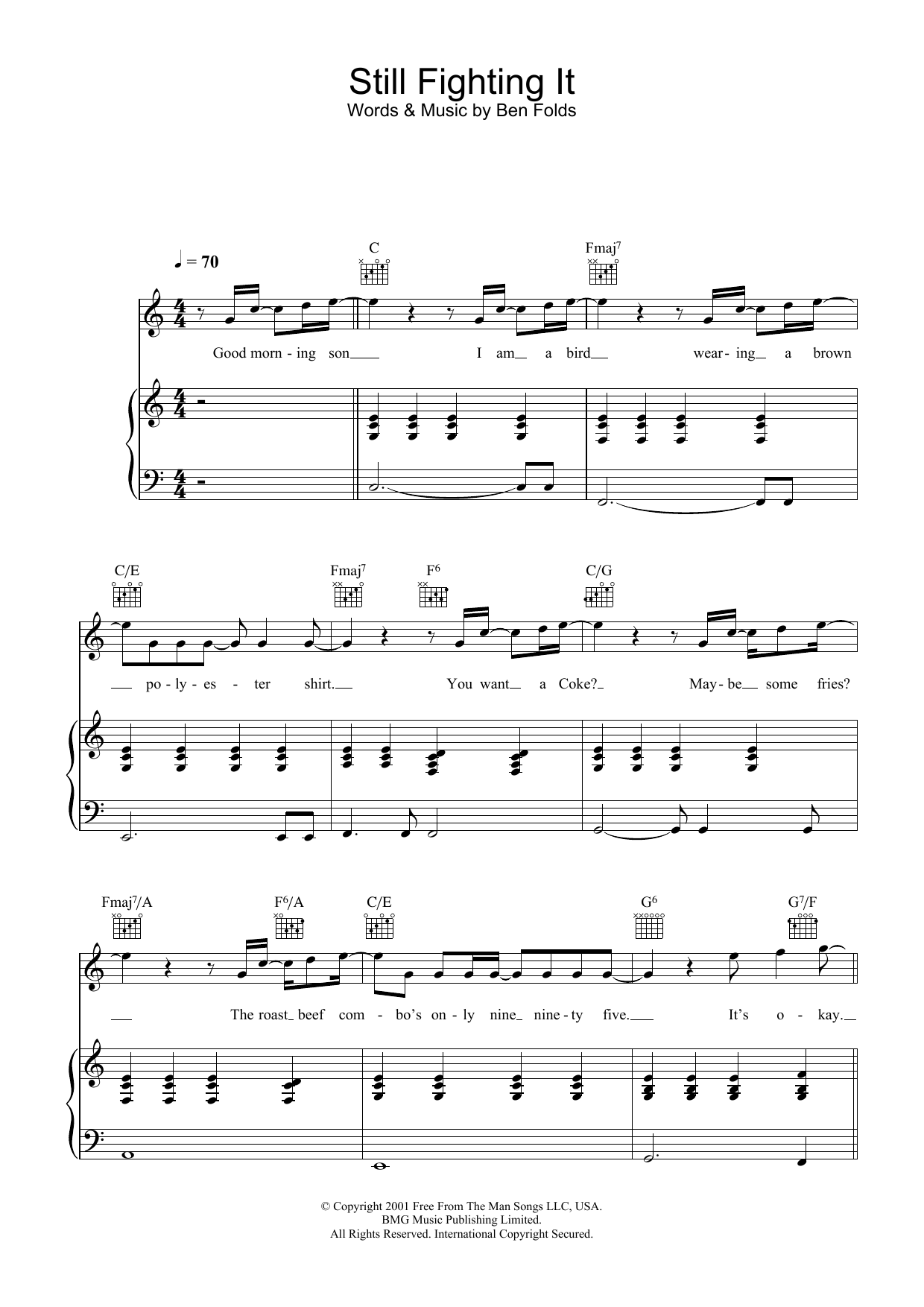Download Ben Folds Still Fighting It Sheet Music and learn how to play Piano, Vocal & Guitar PDF digital score in minutes