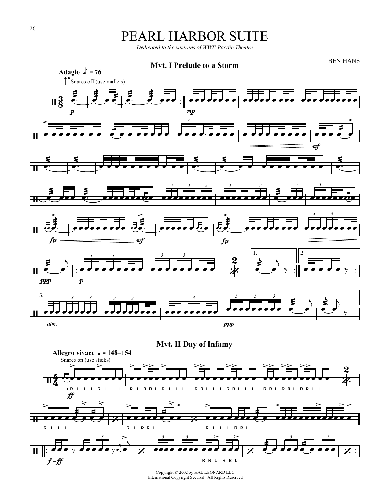 Download Ben Hans Pearl Harbor Suite Sheet Music and learn how to play Snare Drum Solo PDF digital score in minutes