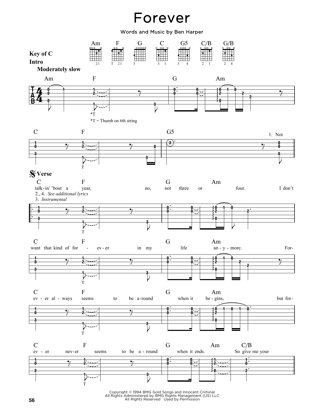 Download Ben Harper Forever Sheet Music and learn how to play Guitar Lead Sheet PDF digital score in minutes