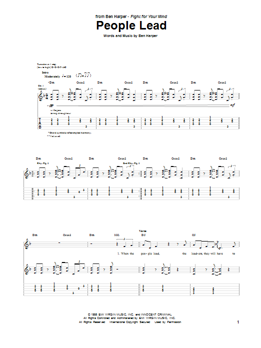 Download Ben Harper People Lead Sheet Music and learn how to play Guitar Tab PDF digital score in minutes