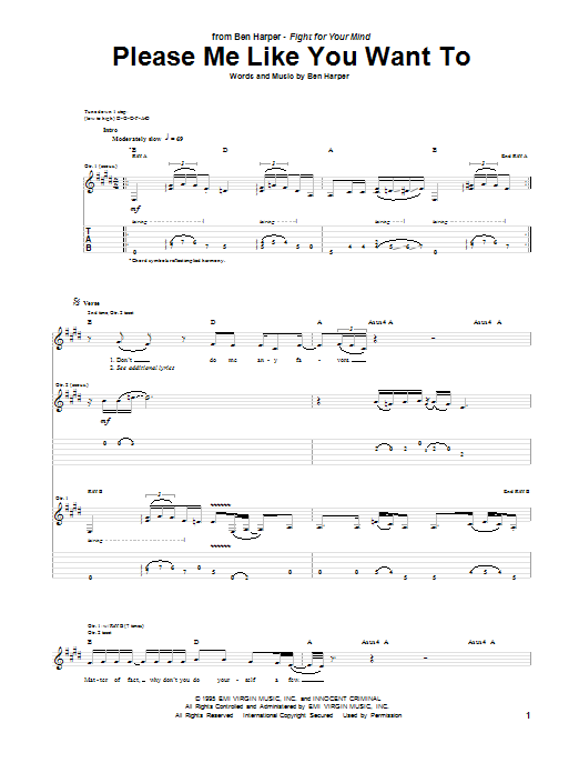 Download Ben Harper Please Me Like You Want To Sheet Music and learn how to play Guitar Tab PDF digital score in minutes