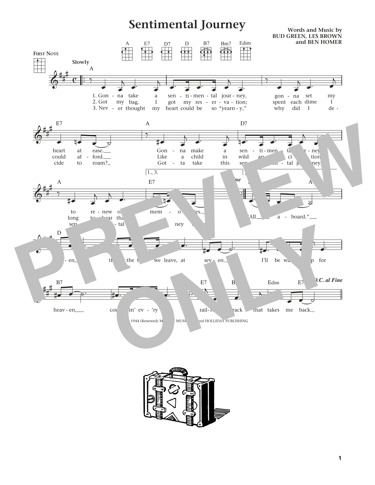 Download Ben Homer Sentimental Journey Sheet Music and learn how to play Ukulele PDF digital score in minutes
