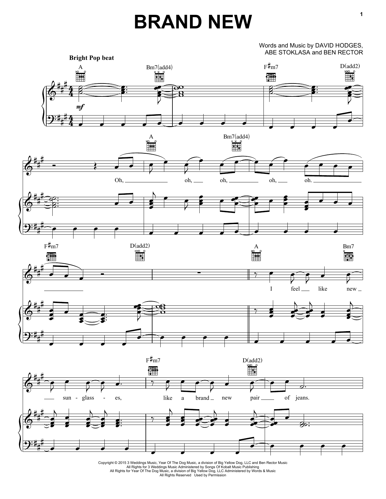 Download Ben Rector Brand New Sheet Music and learn how to play Piano, Vocal & Guitar (Right-Hand Melody) PDF digital score in minutes